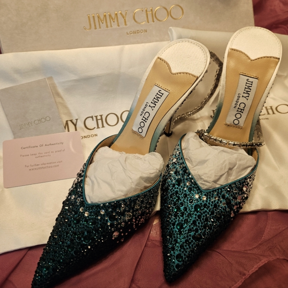 Jimmy Choo Women's Green Sequin Mules